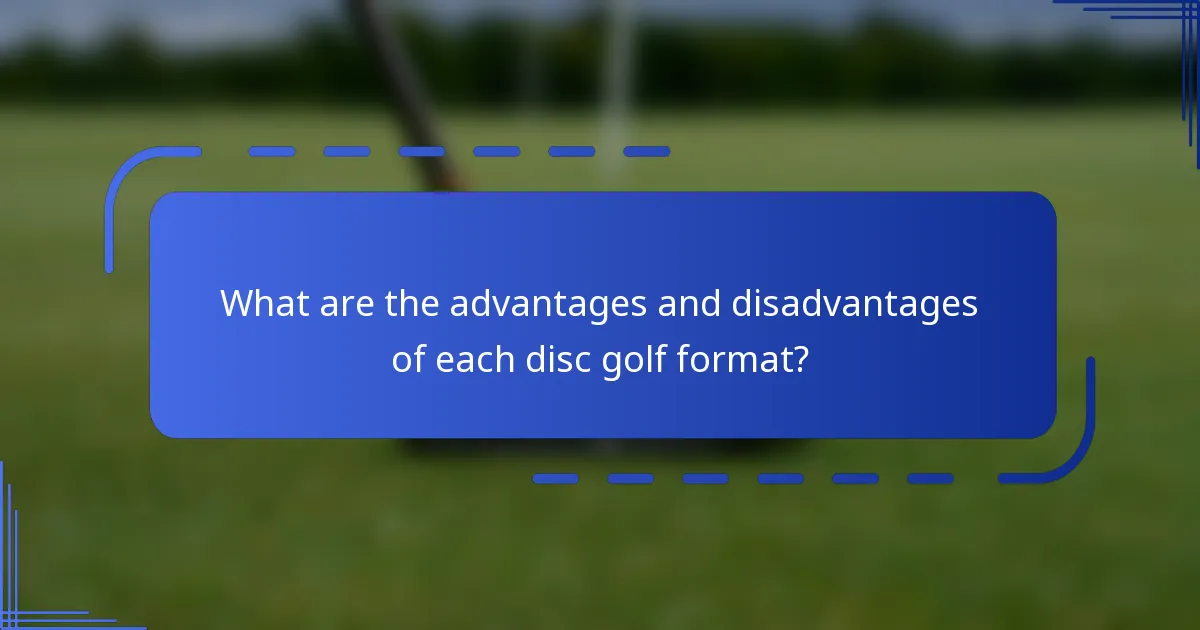 What are the advantages and disadvantages of each disc golf format?