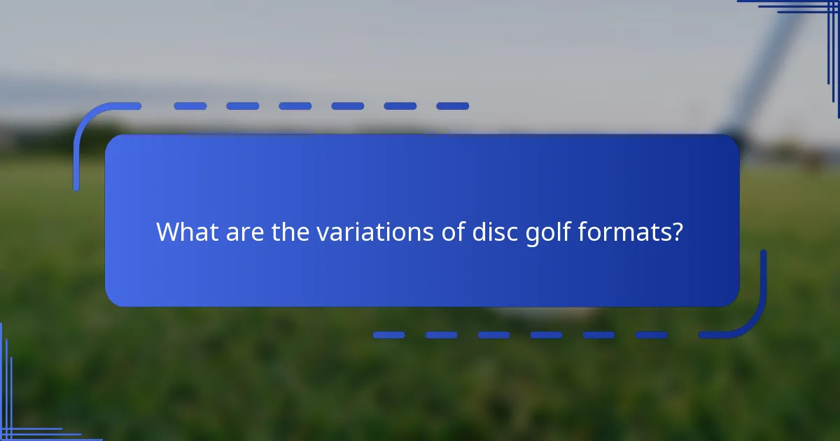 What are the variations of disc golf formats?